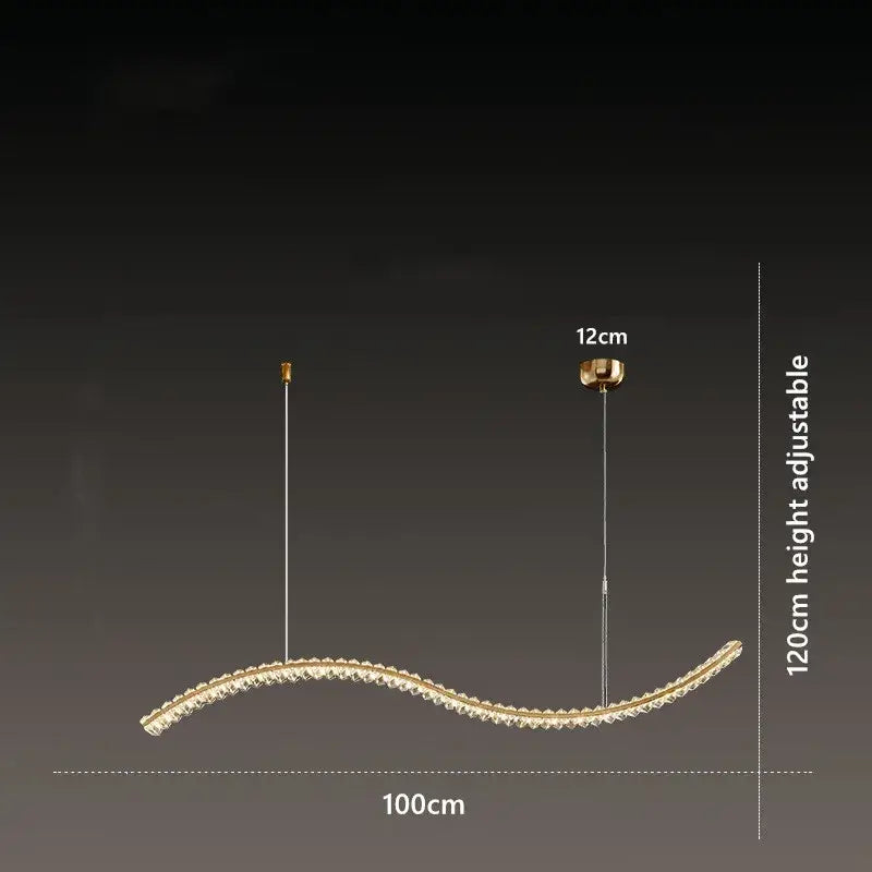 Modern gold s-shaped crystal led pendant dining room light