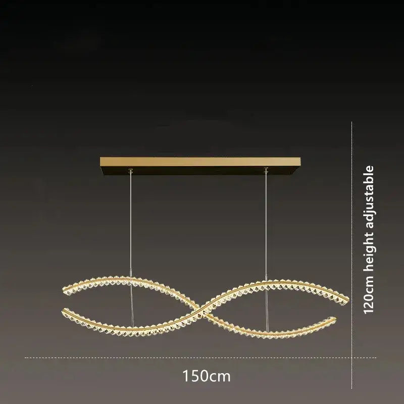 Modern gold s-shaped crystal led pendant dining room light