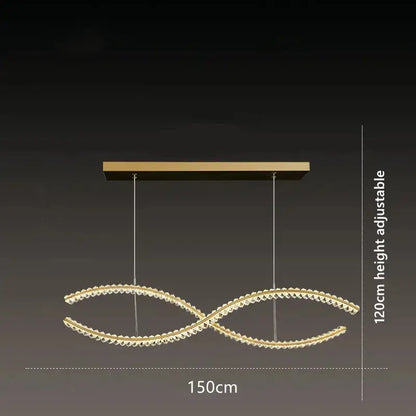 Modern gold s-shaped crystal led pendant dining room light