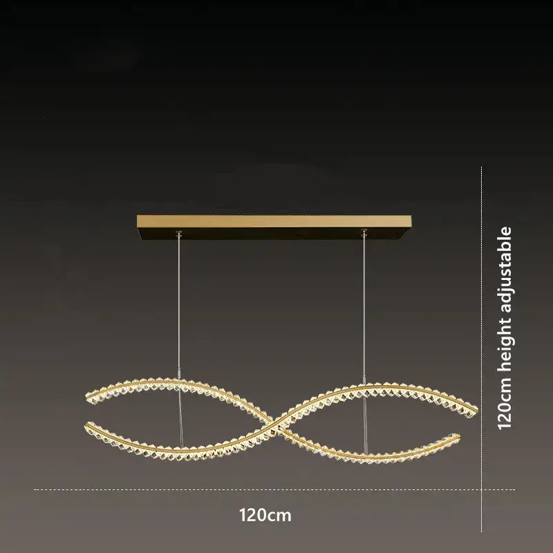 Modern gold s-shaped crystal led pendant dining room light
