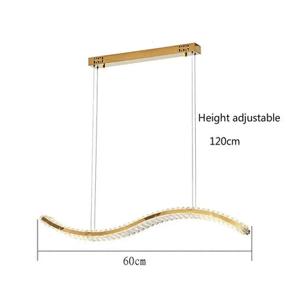 Modern gold s-shaped crystal led pendant dining room light