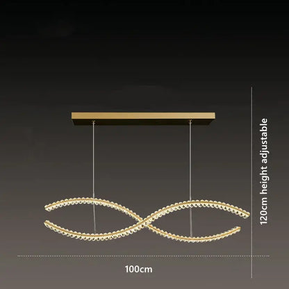 Modern gold s-shaped crystal led pendant dining room light