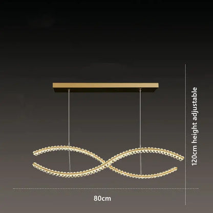 Modern gold s-shaped crystal led pendant dining room light
