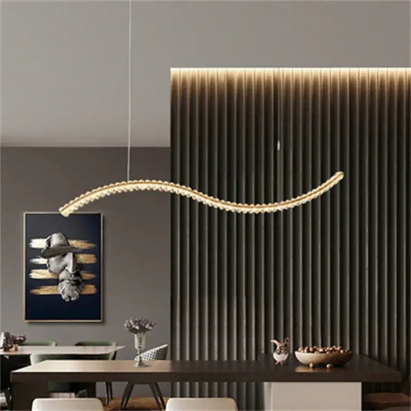 Modern gold s-shaped crystal led pendant dining room light