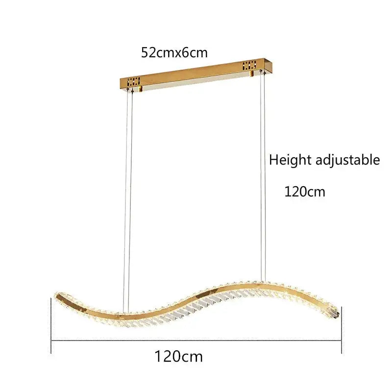 Modern gold s-shaped crystal led pendant dining room light