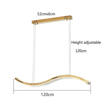 Modern gold s-shaped crystal led pendant dining room light