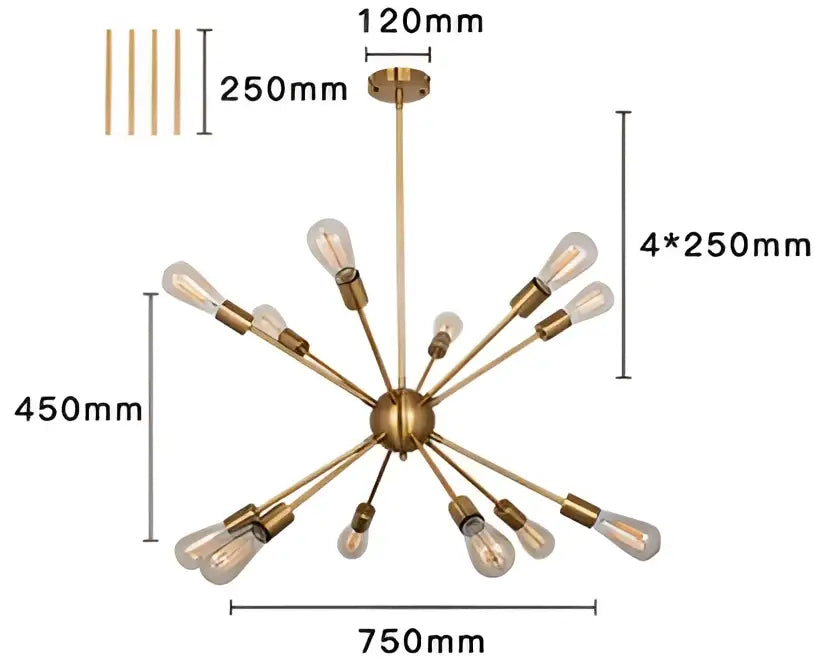 Modern gold satellite pendant light living room starburst chandelier