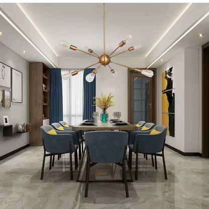 Modern gold satellite pendant light living room starburst chandelier