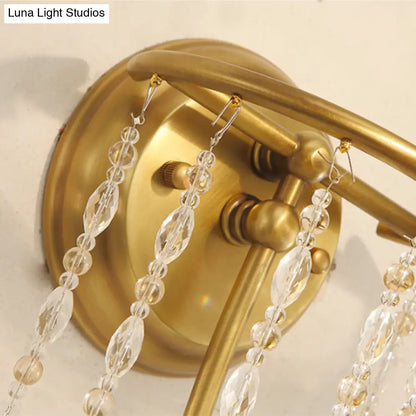 DecorBites™ Modern Gold Sconce Light: 1/2 Lights Corridor Wall Lamp with Elegant Metal Candle Design and Crystal Strand Decoration