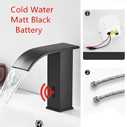 Modern gold sensor waterfall basin faucet bathroom hot cold mixer