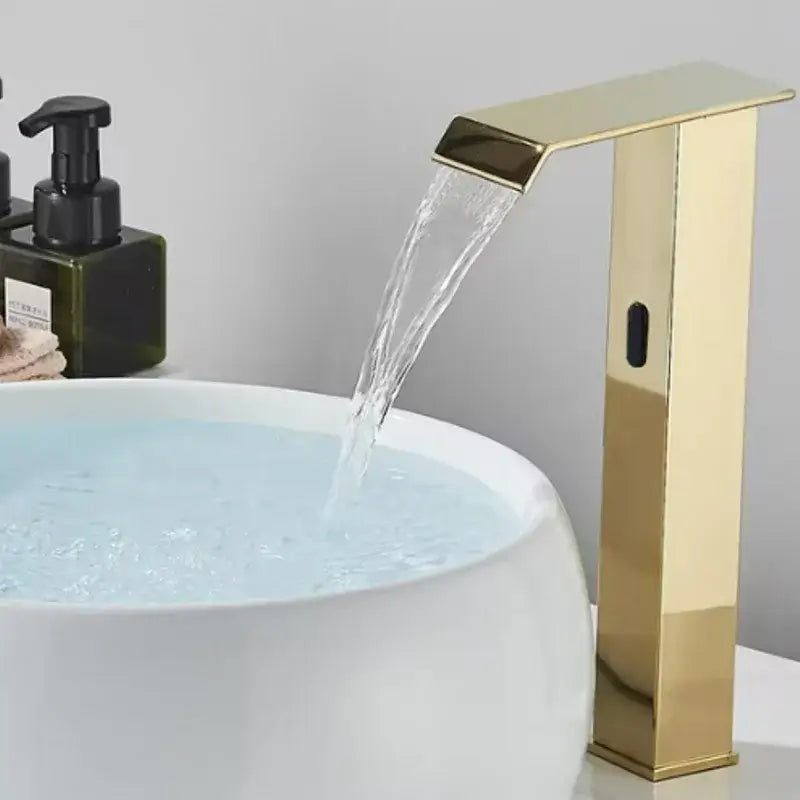 Modern gold sensor waterfall basin faucet bathroom hot cold mixer