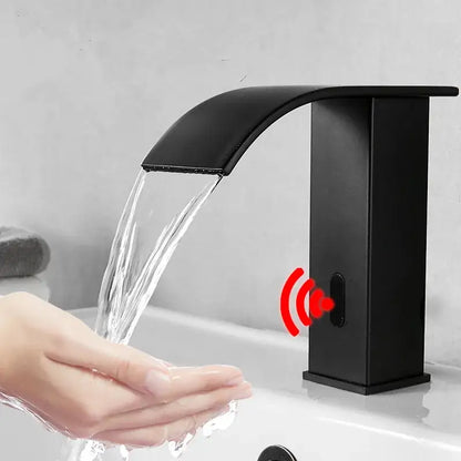 Modern gold sensor waterfall basin faucet bathroom hot cold mixer