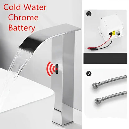 Modern gold sensor waterfall basin faucet bathroom hot cold mixer