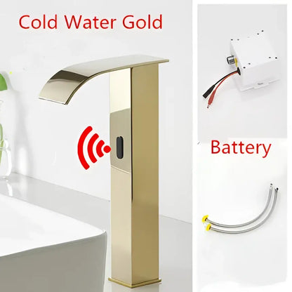 Modern gold sensor waterfall basin faucet bathroom hot cold mixer