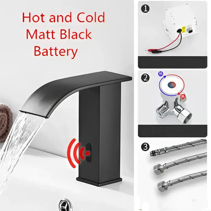 Modern gold sensor waterfall basin faucet bathroom hot cold mixer