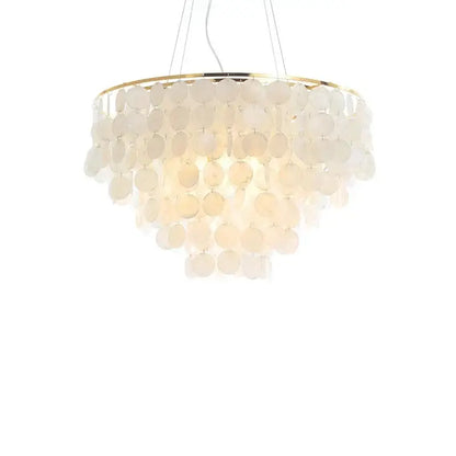 Modern gold shell chandelier living room layered pendant light