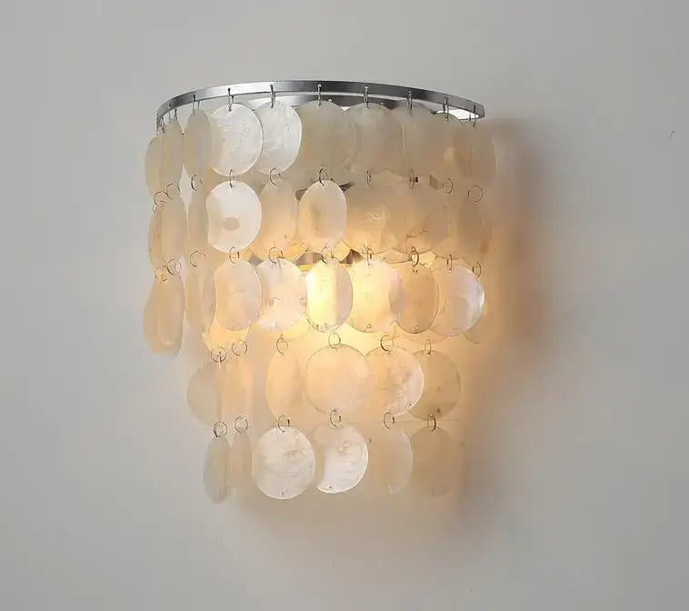 Modern gold shell chandelier living room layered pendant light