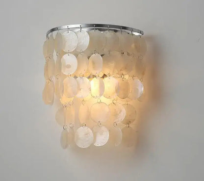 Modern gold shell chandelier living room layered pendant light
