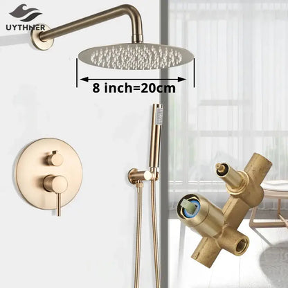 Modern gold shower faucet bathroom rainfall head and hand sprayer