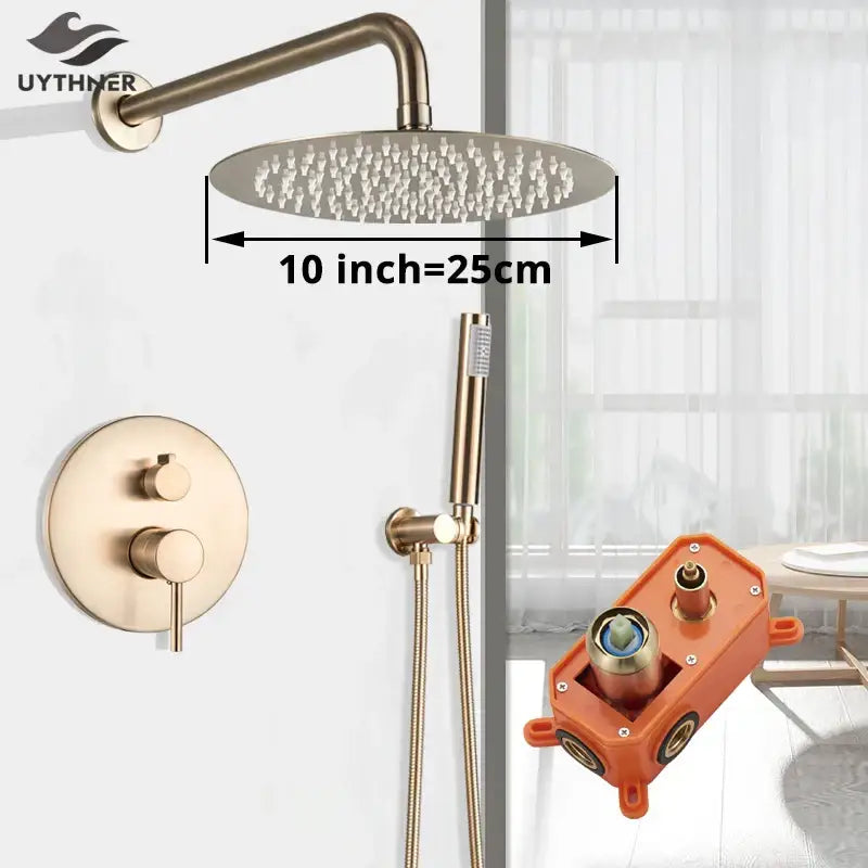 Modern gold shower faucet bathroom rainfall head and hand sprayer