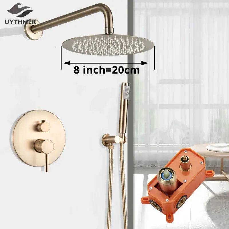 Modern gold shower faucet bathroom rainfall head and hand sprayer