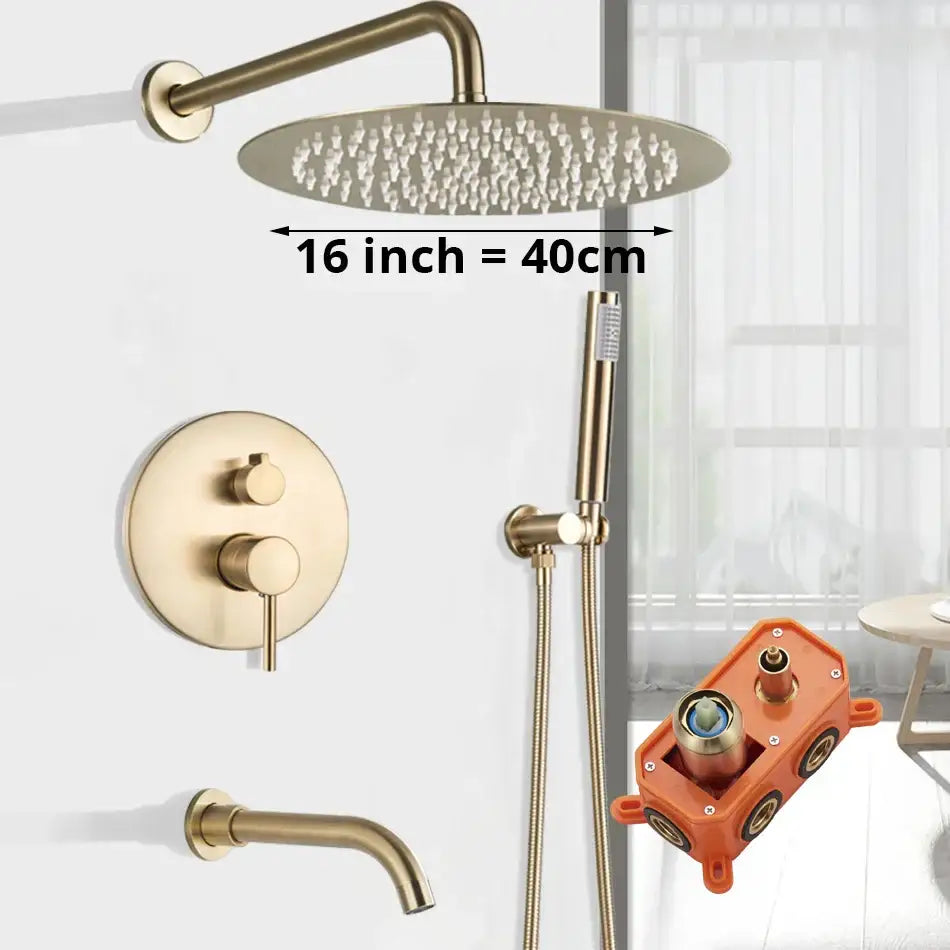Modern gold shower faucet bathroom rainfall head and hand sprayer