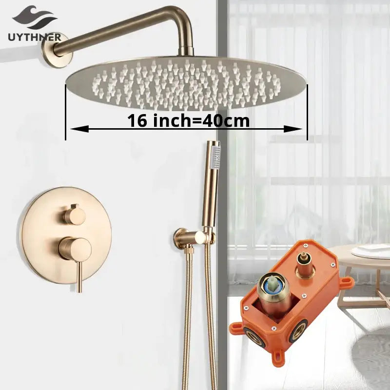 Modern gold shower faucet bathroom rainfall head and hand sprayer