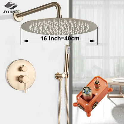 Modern gold shower faucet bathroom rainfall head and hand sprayer