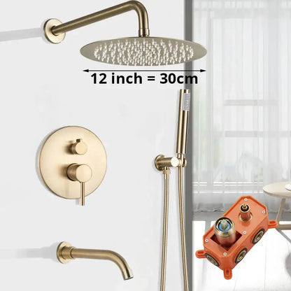 Modern gold shower faucet bathroom rainfall head and hand sprayer