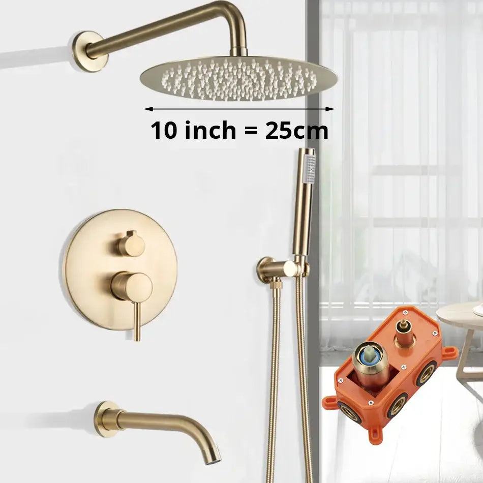 Modern gold shower faucet bathroom rainfall head and hand sprayer