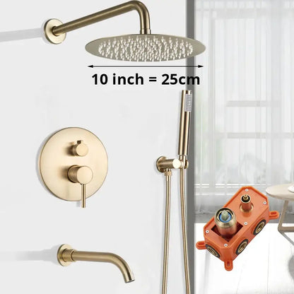 Modern gold shower faucet bathroom rainfall head and hand sprayer