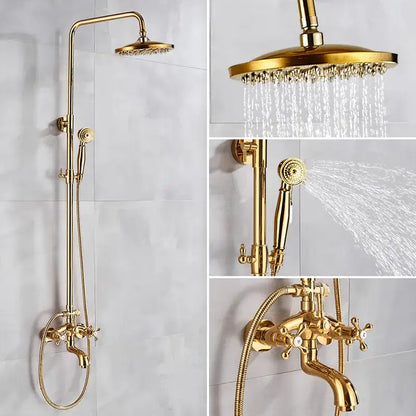Modern gold shower faucet set with ceramic handles bathroom system