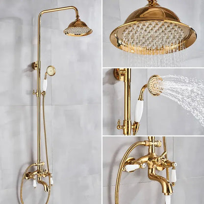 Modern gold shower faucet set with ceramic handles bathroom system