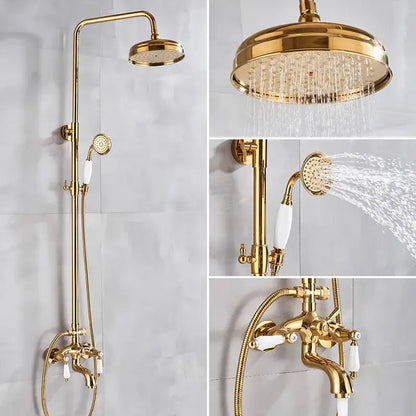 Modern gold shower faucet set with ceramic handles bathroom system