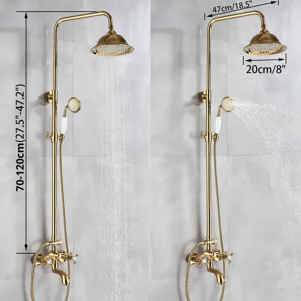 Modern gold shower faucet set with ceramic handles bathroom system