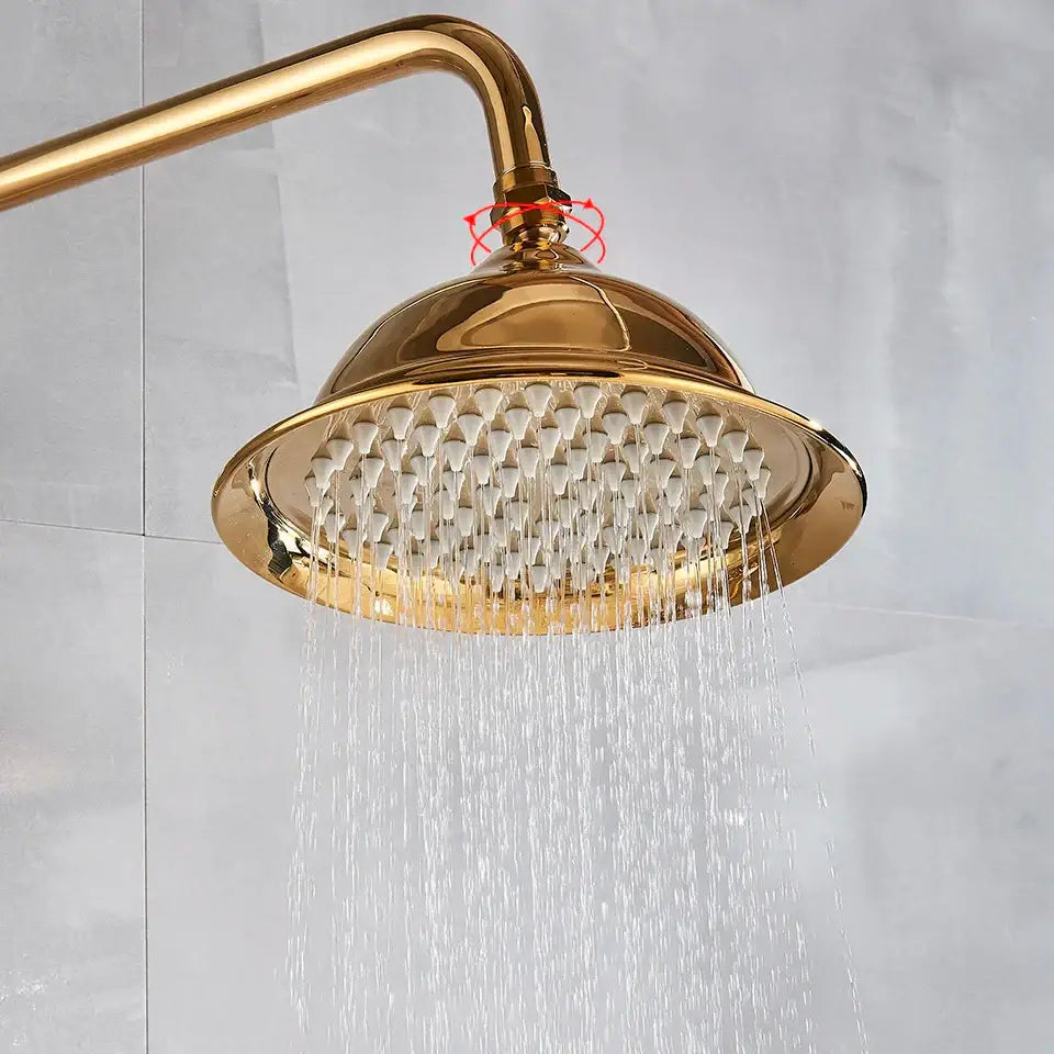 Modern gold shower faucet set with ceramic handles bathroom system