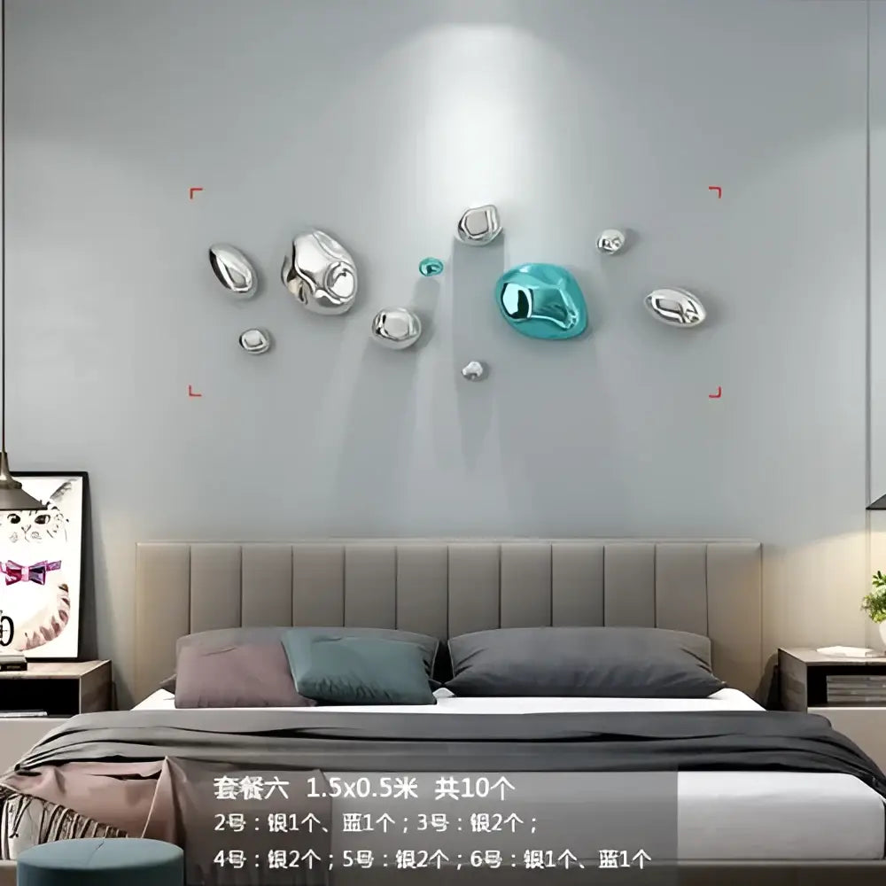 Modern gold & silver 3d stone wall ornaments living room decor