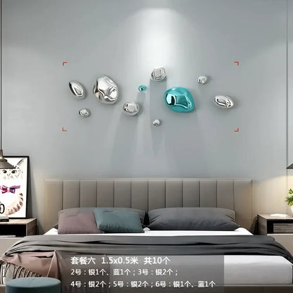 Modern gold & silver 3d stone wall ornaments living room decor