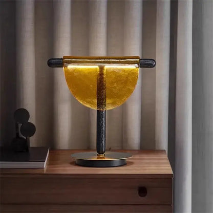 Modern gold & silver amber glass table lamp bedroom decor