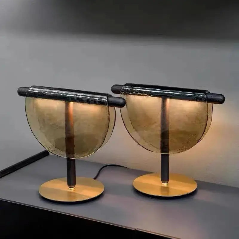 Modern gold & silver amber glass table lamp bedroom decor