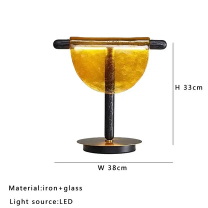 Modern gold & silver amber glass table lamp bedroom decor