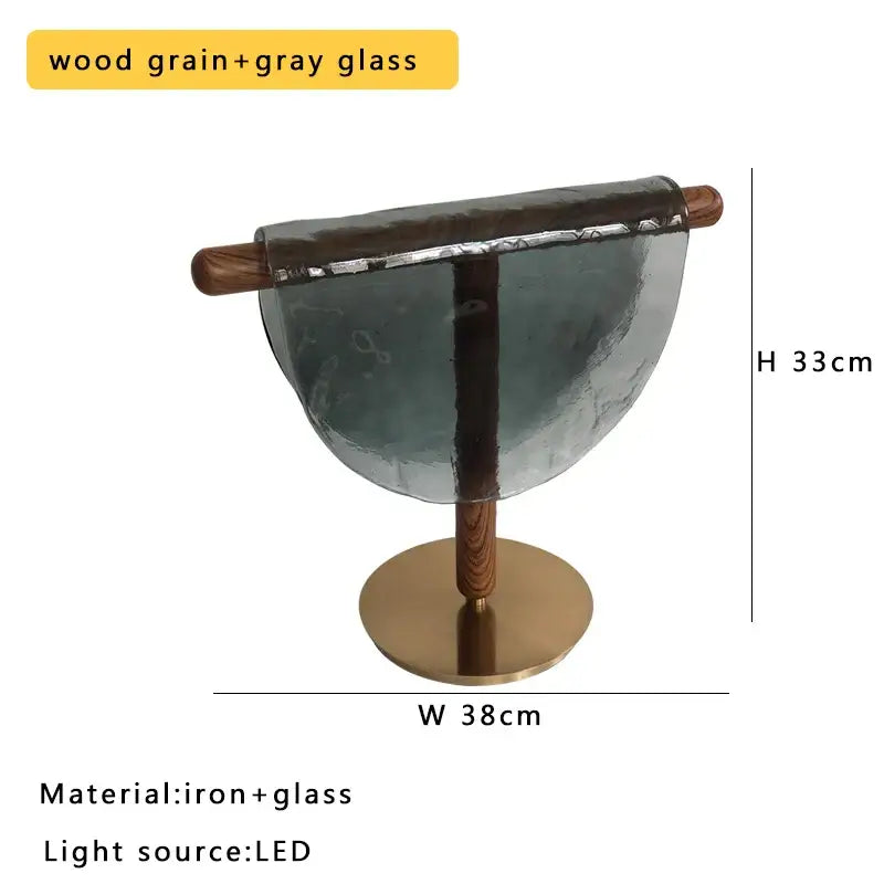 Modern gold & silver amber glass table lamp bedroom decor
