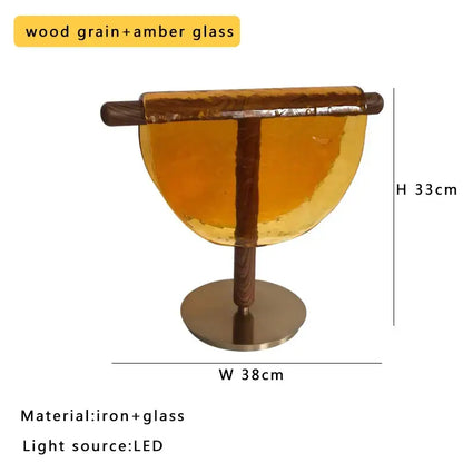 Modern gold & silver amber glass table lamp bedroom decor
