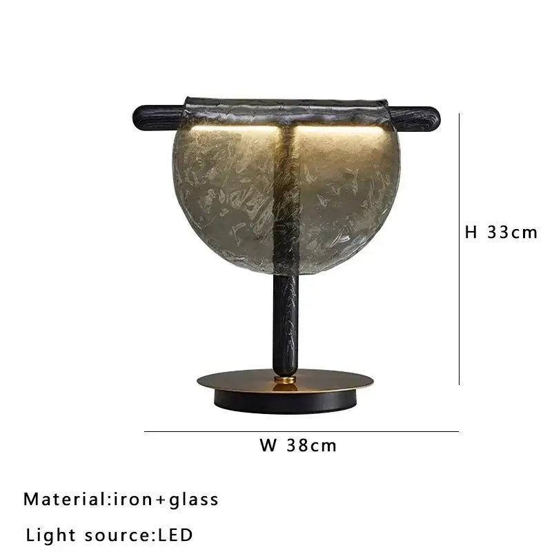 Modern gold & silver amber glass table lamp bedroom decor