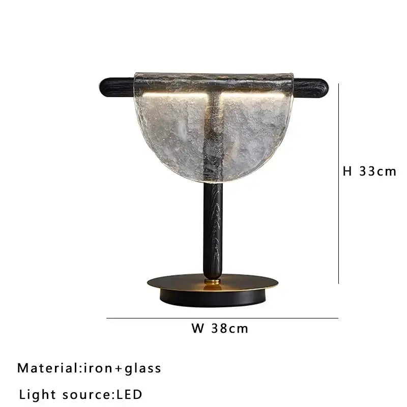 Modern gold & silver amber glass table lamp bedroom decor
