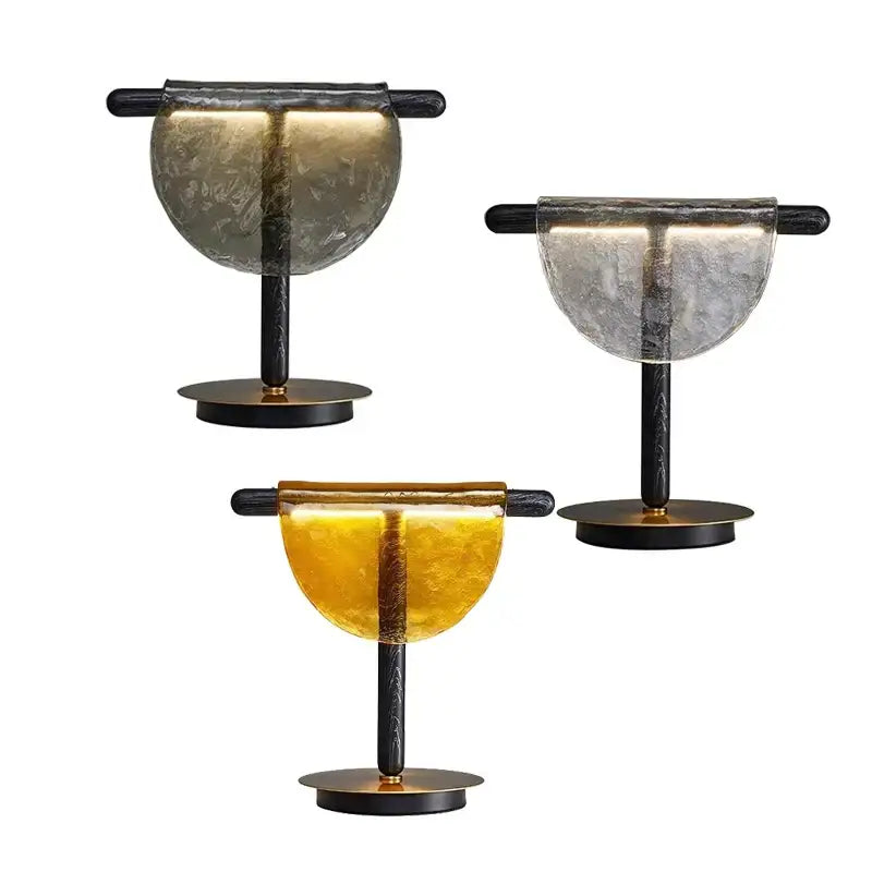 Modern gold & silver amber glass table lamp bedroom decor