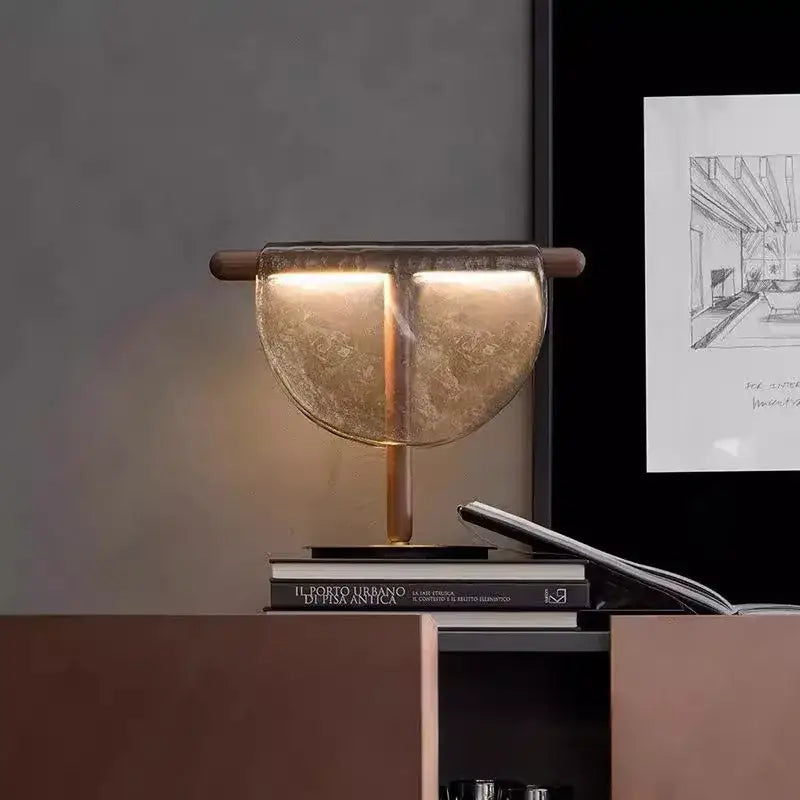 Modern gold & silver amber glass table lamp bedroom decor