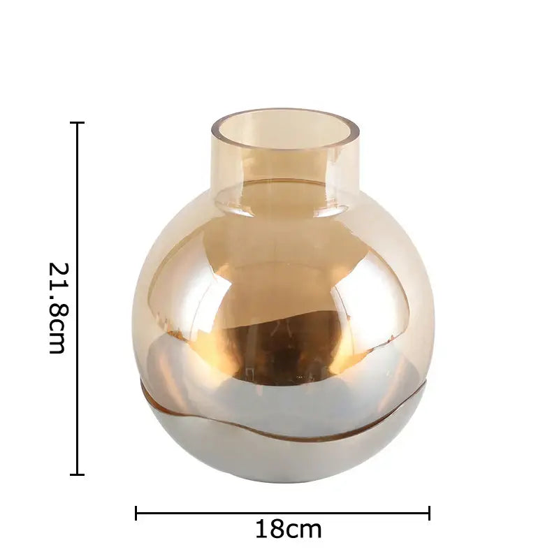 Modern gold & silver amber glass vase living room decor