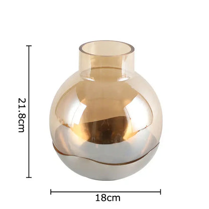 Modern gold & silver amber glass vase living room decor