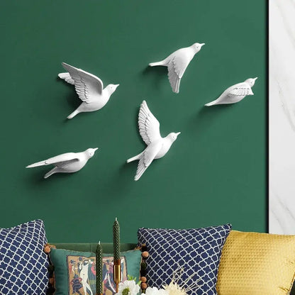 Modern gold & silver bird resin statue wall decor – children's room